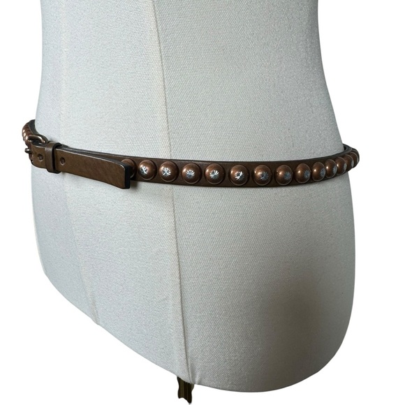 Ronald Pineau Paris Leather Studded Belt Brown Brass Made in France Size M